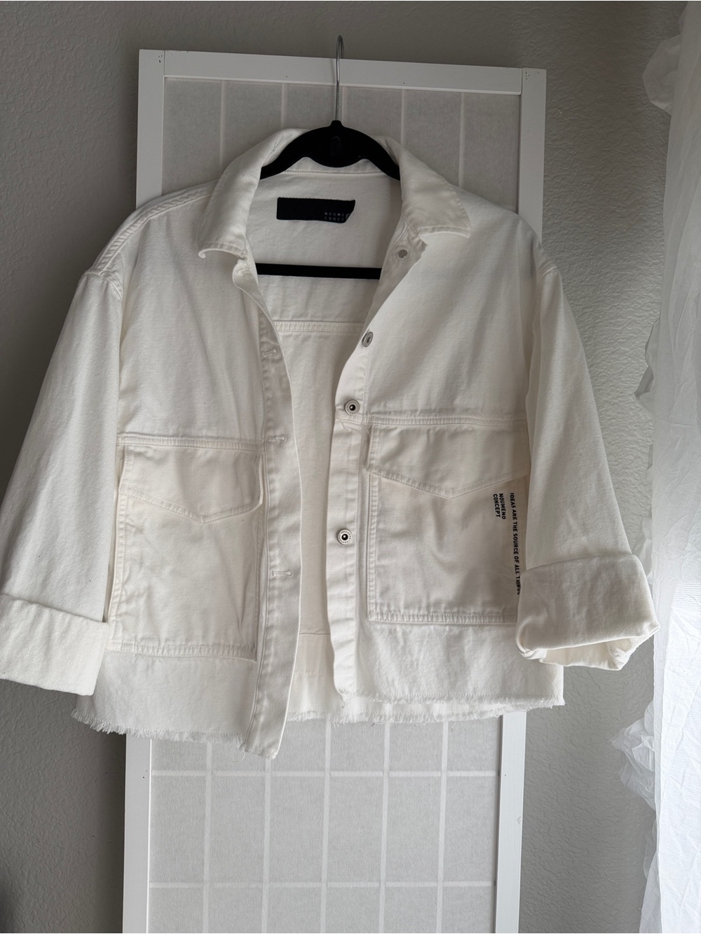Boxy Cropped White Denim Jacket - Modern Oversized Jean Jacket